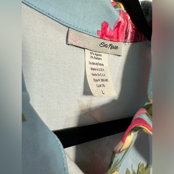 Unique Vintage Light Blue & Blooming Floral Print Button Up Swing Dress NWT L - Picture 7 of 10